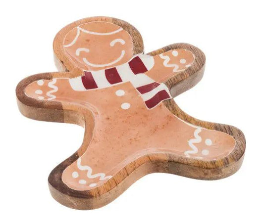 Gingerbread People Tidbit Tray wooden gingerbread man serve tray scarf Country Christmas Loft on Tampa Home & Garden Store