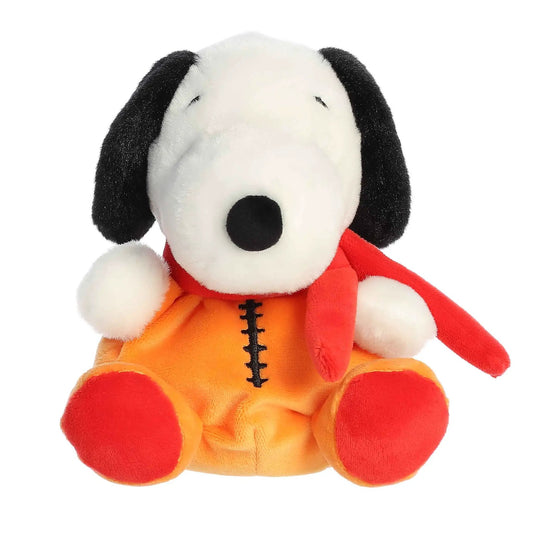 Plush Snoopy Astronaut Palm Pal in orange space suit with red scarf, white face and black ears on Tampa Home & Garden Store