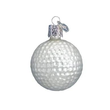 Golf Ball Glass Ornament white dimpled glass with silver cap by The Country Christmas Loft on Tampa Home & Garden Store