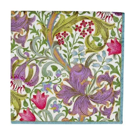 Cocktail napkins Caspari Golden Lily Ivory, floral pattern by The Country Christmas Loft on Tampa Home & Garden Store