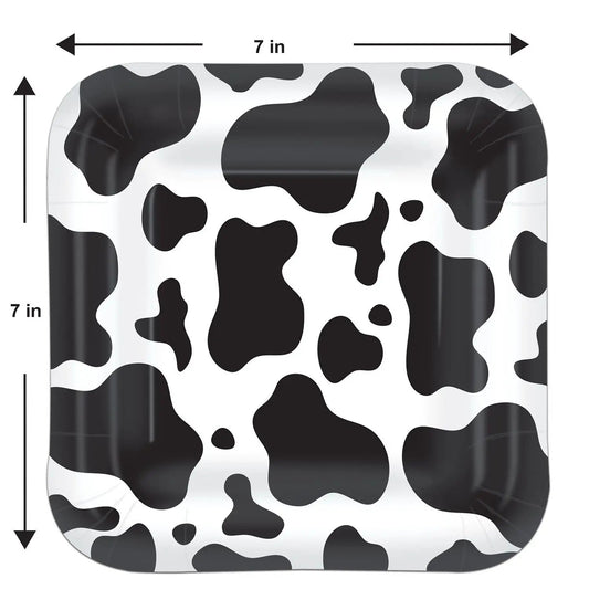 Cow print dessert plates set of 8, 7-inch paper plates on Tampa Home & Garden Store