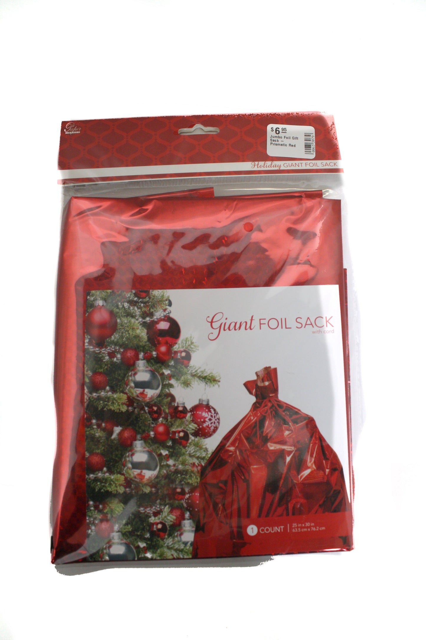 Giant Foil Gift Sack red prismatic foil by The Country Christmas Loft, 1 count on Tampa Home & Garden Store