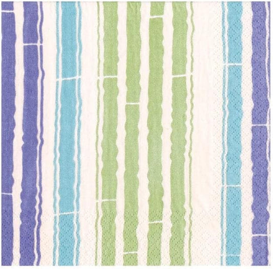Serviette de cocktail à rayures bambou bleu/vert