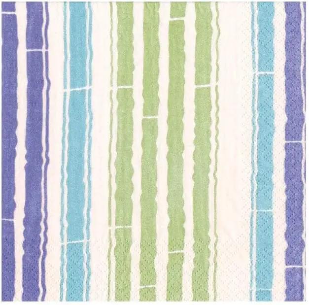 Blue and green Bamboo Stripe Cocktail Napkin with vertical stripe design for parties on Tampa Home & Garden Store
