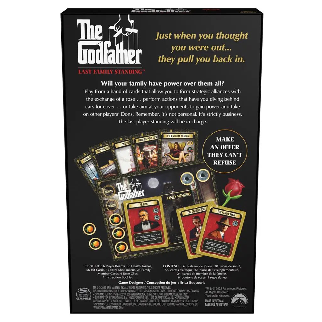 The Godfather Party Card Game for Adults box with artwork and card lineup on Tampa Home & Garden Store