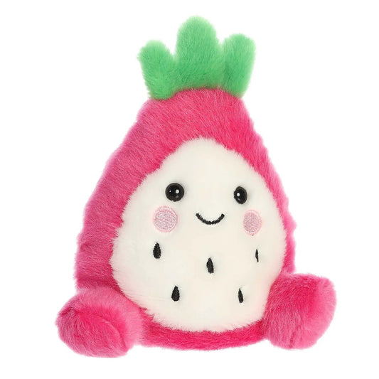 Rhys Dragonfruit Palm Pal plush with pink fur, white face, green crown, black eyes on Tampa Home & Garden Store