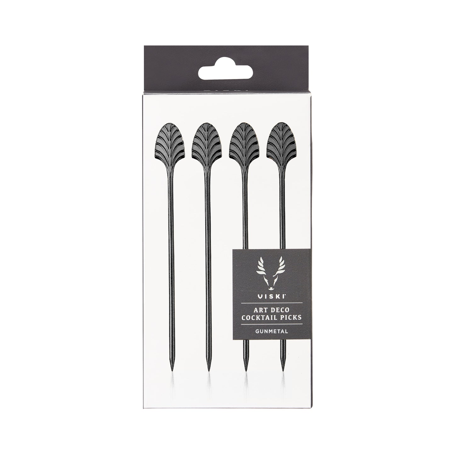 Art Deco Cocktail Picks of Gunmetal and Set of 4
