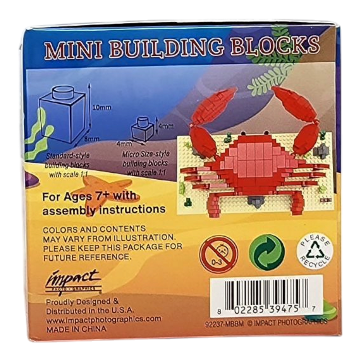 Mini Building Blocks Crab Model Kit red crab bricks construction set on Tampa Home & Garden Store