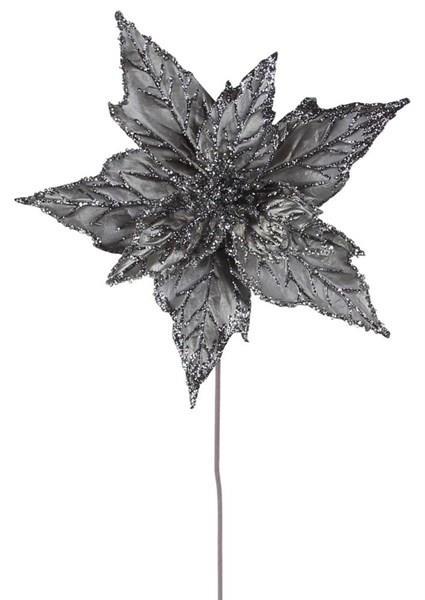 Tallo metálico de flor de Pascua - Peltre y plata