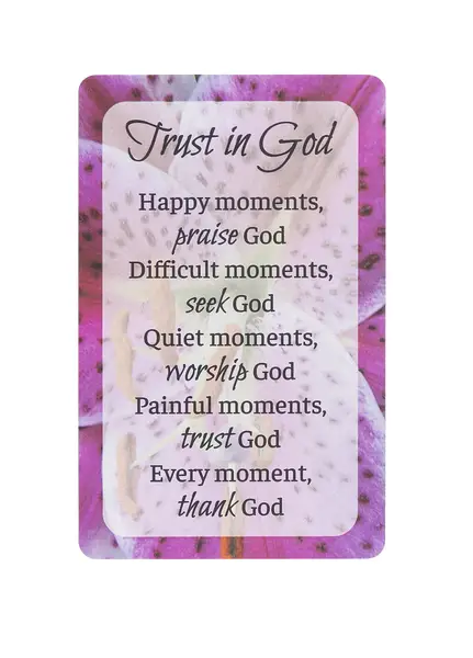 Pocket prayer card by The Country Christmas Loft, purple wallet card with Trust in God on Tampa Home & Garden Store