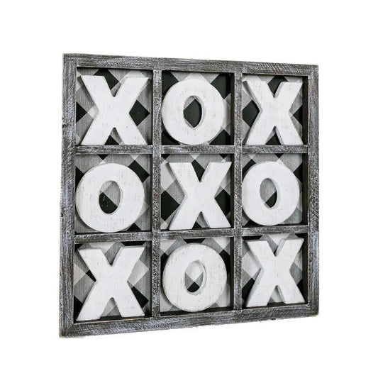 Gingham XOXO Game and Decor Hand Painted Wood