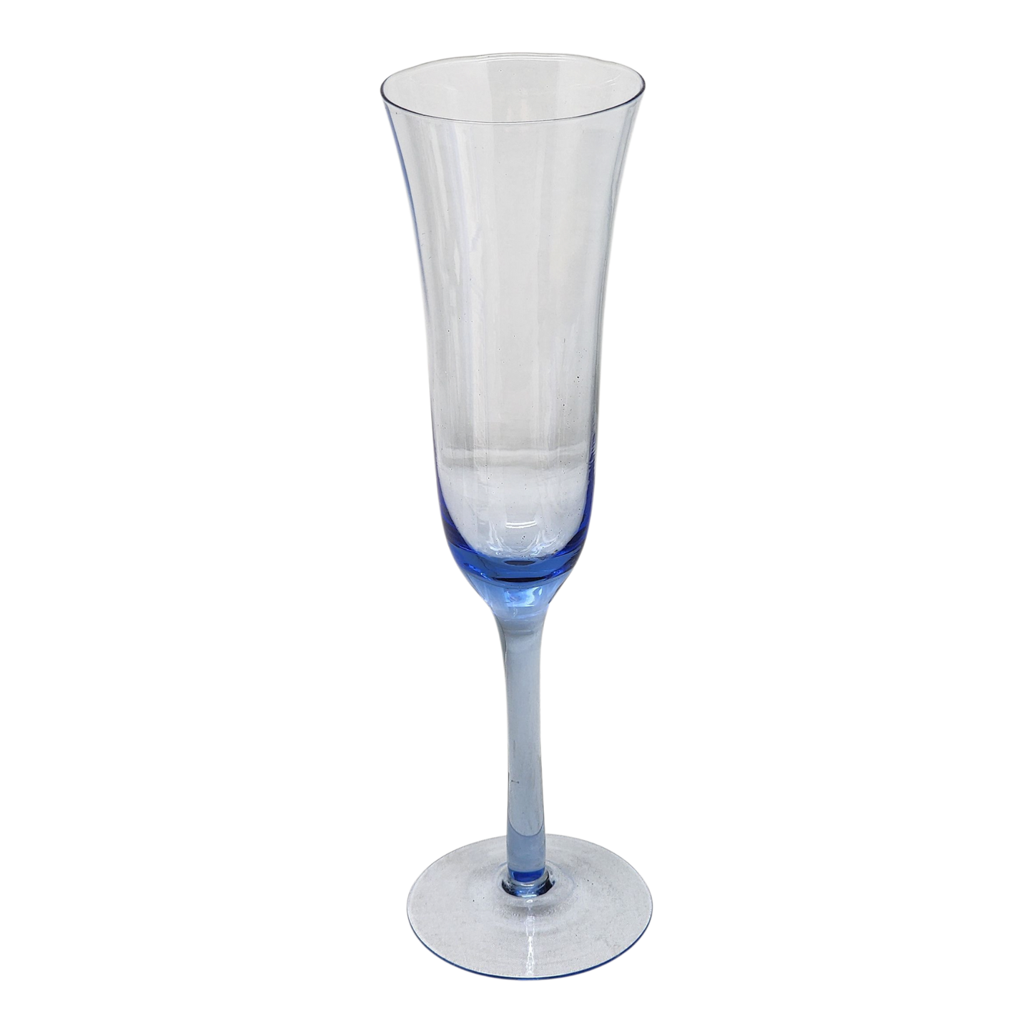 Chic Blue Champagne Flute clear glass with blue base for toasts by The Country Christmas Loft on Tampa Home & Garden Store
