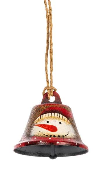 Snowman Bell Ornament by The Country Christmas Loft with red hat and rope hanger on Tampa Home & Garden Store