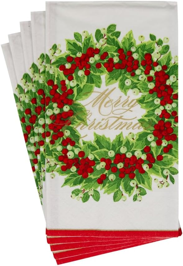 Serviette de table/serviette de buffet « Couronne de houx et de baies » - Joyeux Noël