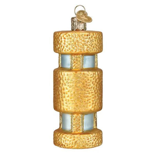 Cat Tower Ornament gold hammered finish with blue glass accents by The Country Christmas Loft on Tampa Home & Garden Store