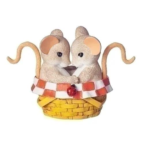 Charming Tails Life Is a Picnic Figurine by The Country Christmas Loft, two beige mice in a basket on Tampa Home & Garden Store