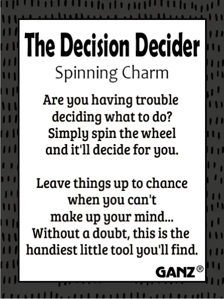 Decider Spinning Charm pendant, GANZ display card, charms & pendants on Tampa Home & Garden Store