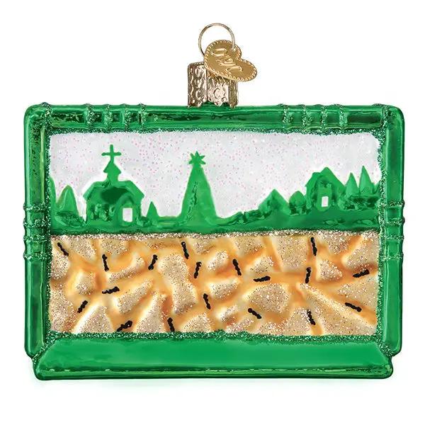 Ant Habitat Ornament Nostalgic Keepsake green glass frame with gold cap and glitter sand layer on Tampa Home & Garden Store