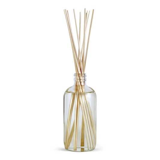 Farmhouse Fragrance Diffuser Stick Set Holiday Greenery with natural wood reeds in clear bottle on Tampa Home & Garden Store