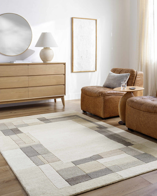 Xylon Area Rug cream-gray geometric blocks Boutique Rugs clearance on Tampa Home & Garden Store