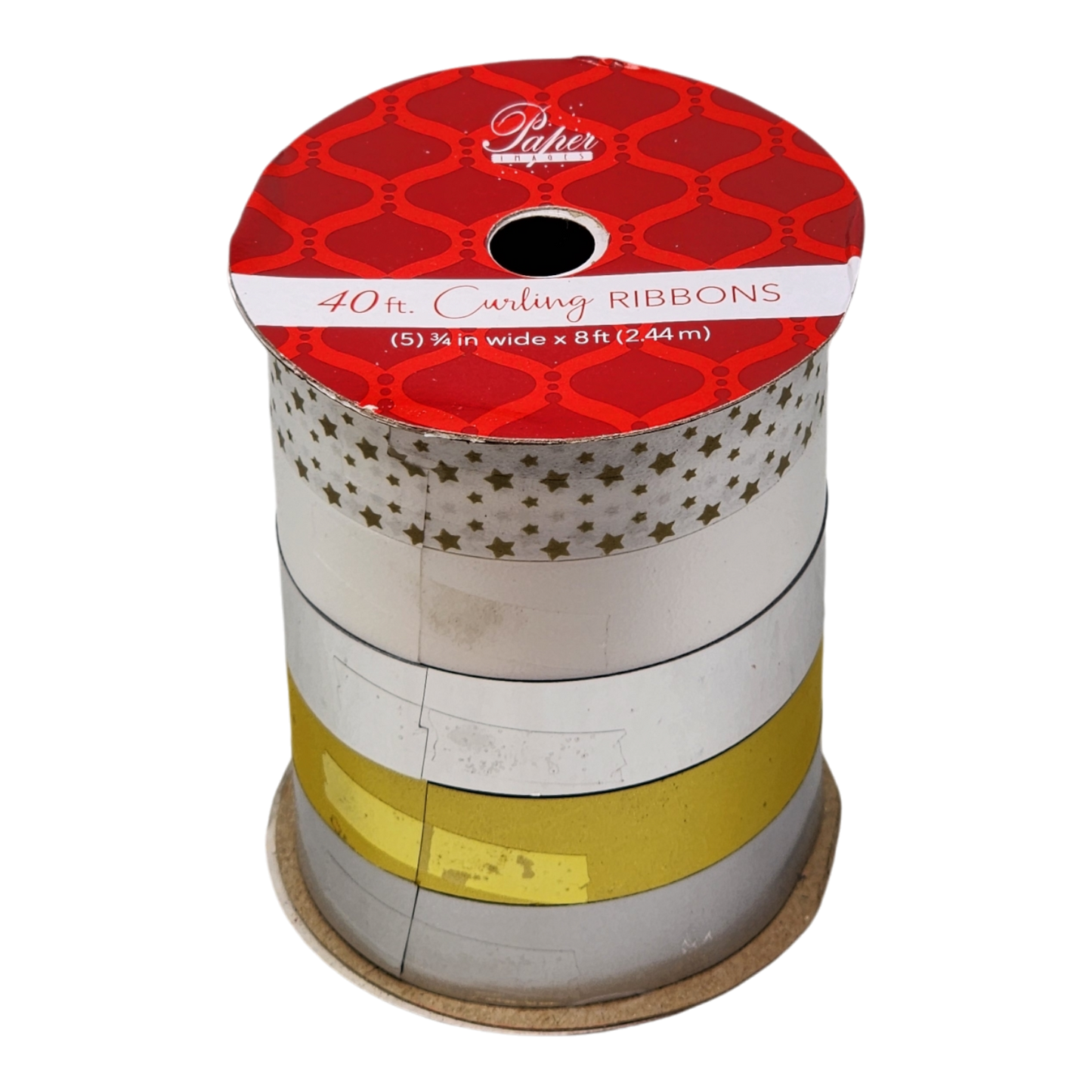 3/4 Inch Curling Ribbon - 5 Colors - 8 Feet Each - Stars/White/Silver/Yellow/Grey
