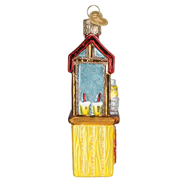 Lemonade Stand Glass Ornament Keepsake, yellow base and red roof by The Country Christmas Loft on Tampa Home & Garden Store
