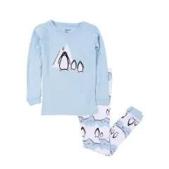 Kids two-piece blue cotton pajama set with penguin print by The Country Christmas Loft on Tampa Home & Garden Store