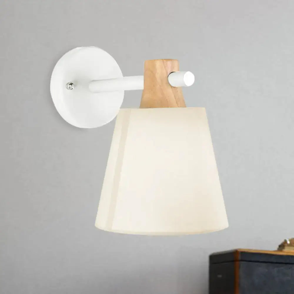 Yellow macaron fabric wall light with wood accent sconce for bedroom Decorbites on Tampa Home & Garden Store
