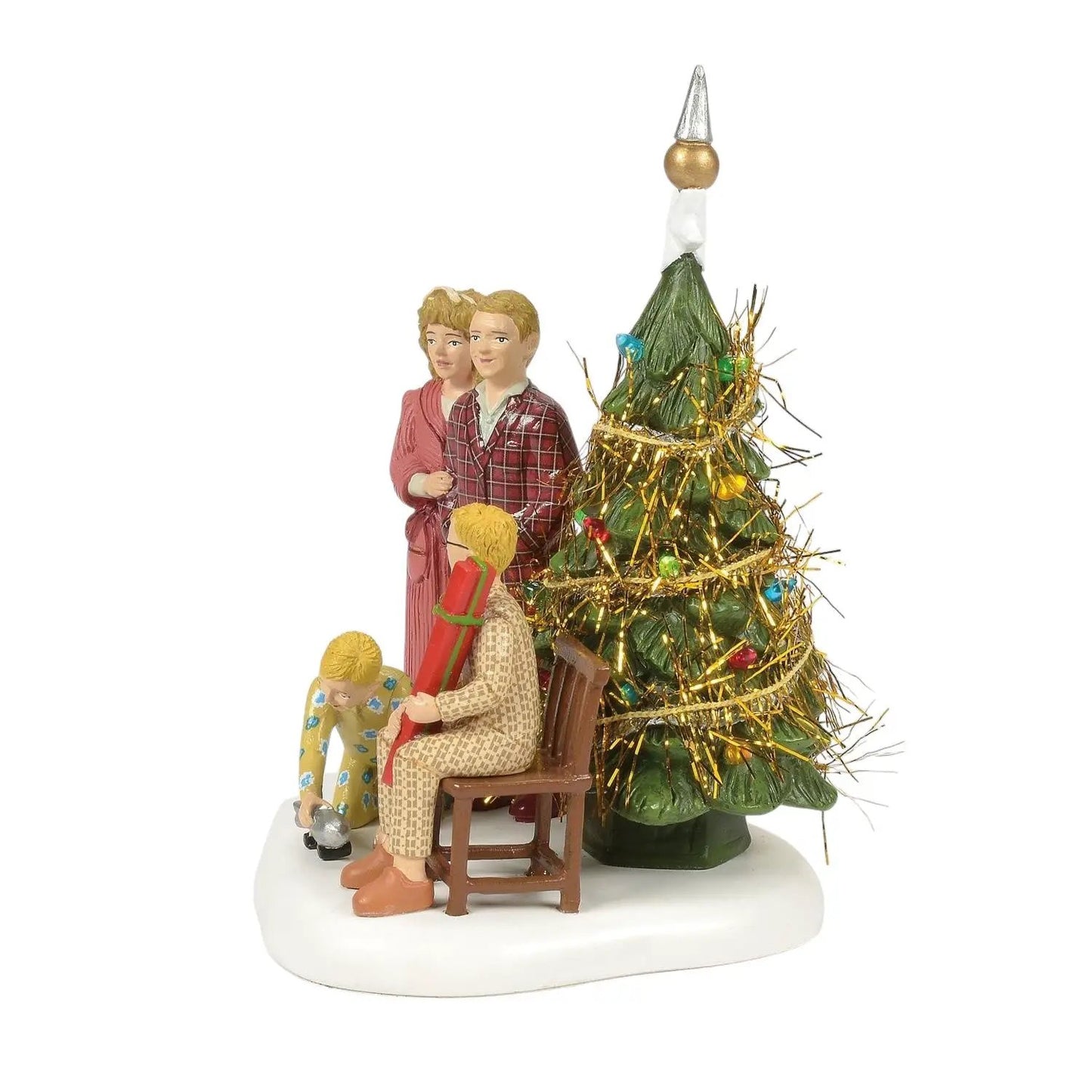 Ralphie and Family Holiday Figure Set with a decorated Christmas tree and gold tinsel on Tampa Home & Garden Store
