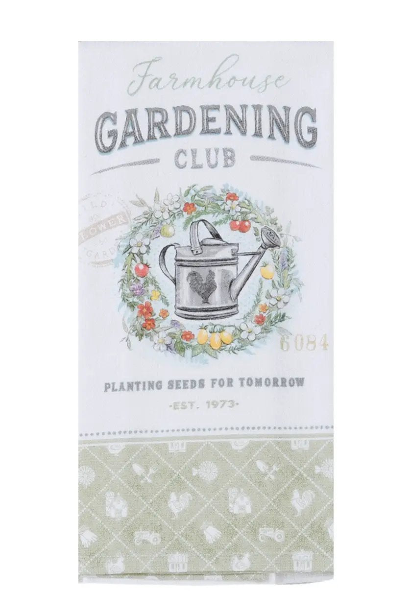 Local Market Farmhouse dual-purpose terry towel with watering can and floral wreath Country Loft on Tampa Home & Garden Store