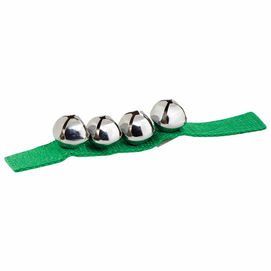 Jingle Bell Band kids musical accessory with silver bells on green Velcro strap on Tampa Home & Garden Store