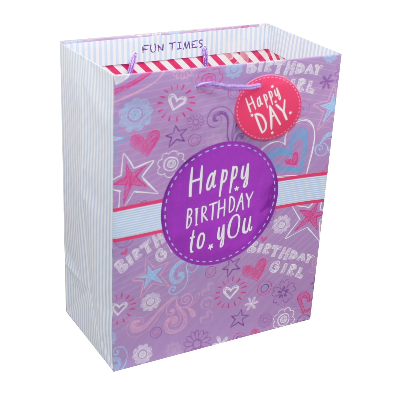 Bolsa de regalo de feliz cumpleaños con grafiti morado