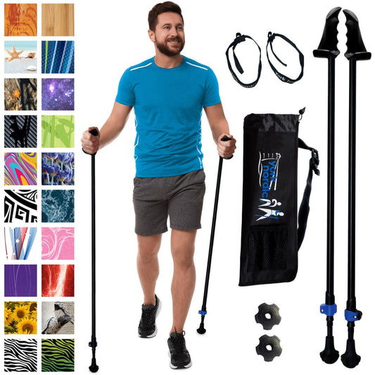 York Nordic Motivator walking poles, adjustable collapsible 2-piece with flip locks and bag on Tampa Home & Garden Store