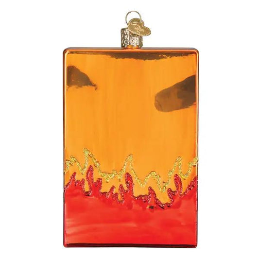 Frito Lay Vending Machine Glass Ornament by Country Christmas Loft orange-red with gold seam on Tampa Home & Garden Store