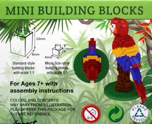 Macaw Mini Building Blocks Kit by The Country Christmas Loft 356 pieces parrot sculpture on Tampa Home & Garden Store