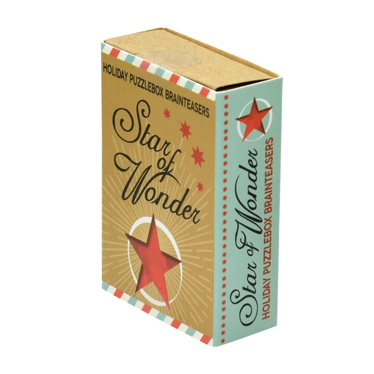Holiday Puzzlebox Brainteasers Star of Wonder box by Country Christmas Loft front teal side on Tampa Home & Garden Store
