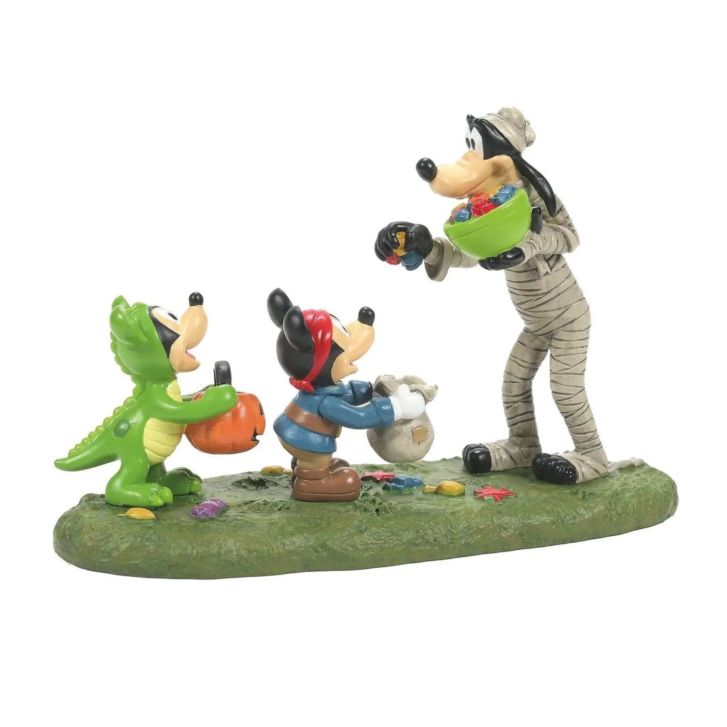 Goofy Halloween Treats figurine; mummy Goofy with candy bowl, Mickey and green alligator on Tampa Home & Garden Store