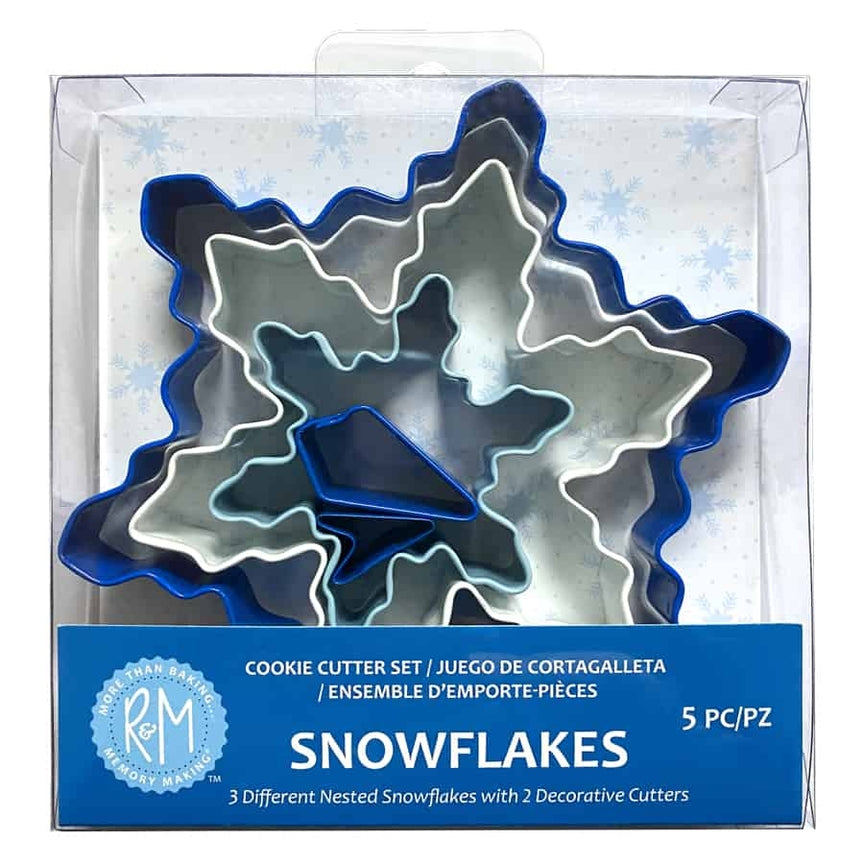 Ensemble de 5 emporte-pièces flocons de neige colorés