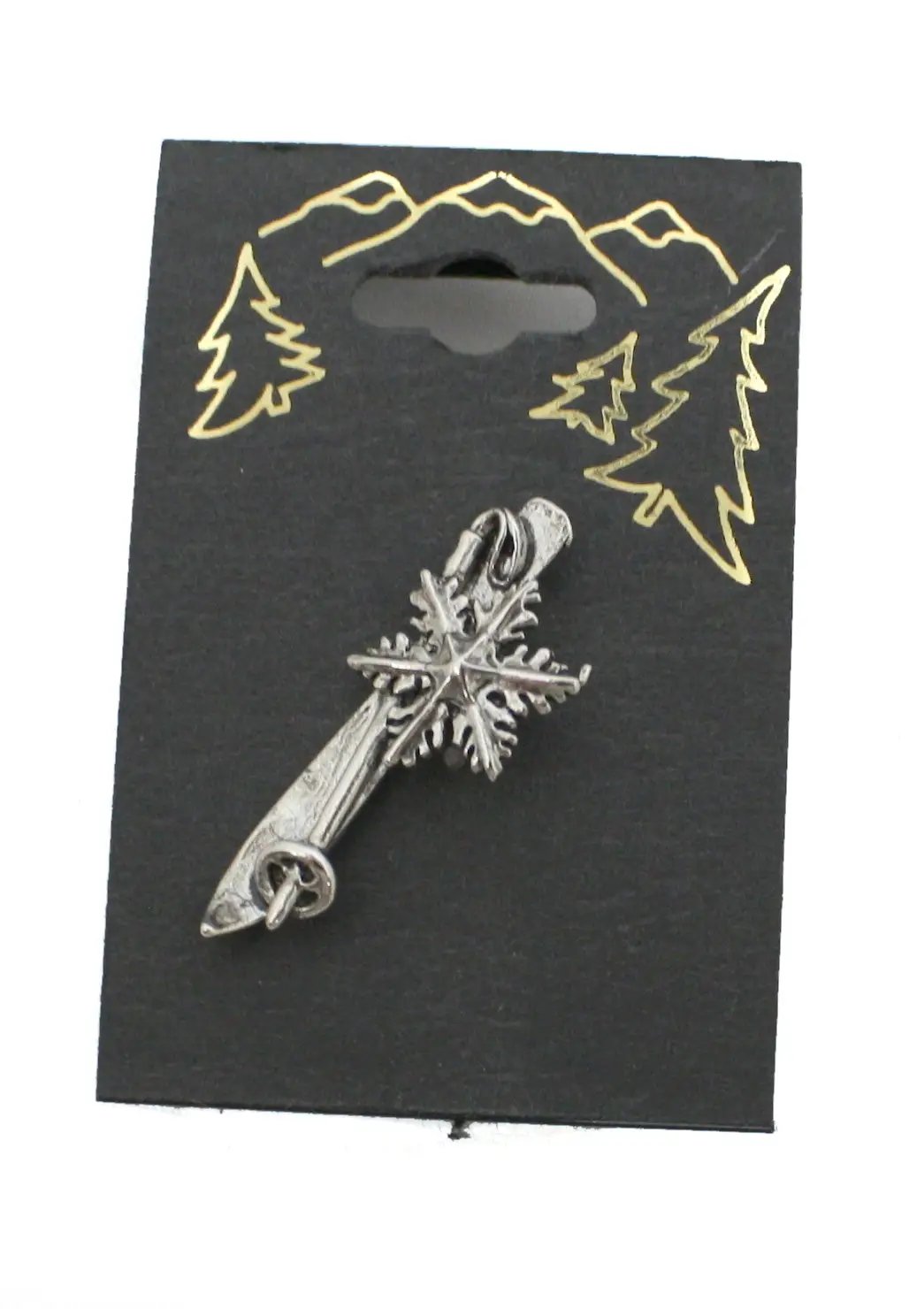 Snowflake Pewter Single Ski Pin - Tampa Home & Garden Store
