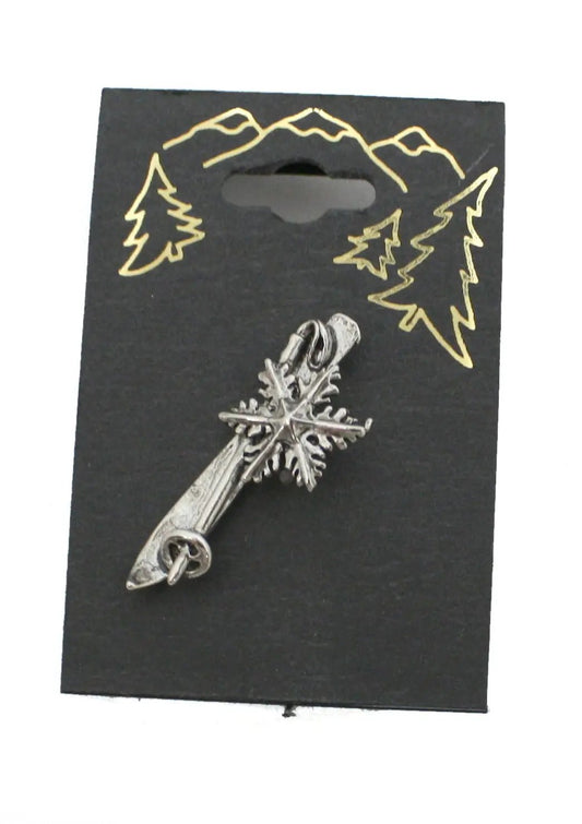 Snowflake Pewter Single Ski Pin - Tampa Home & Garden Store