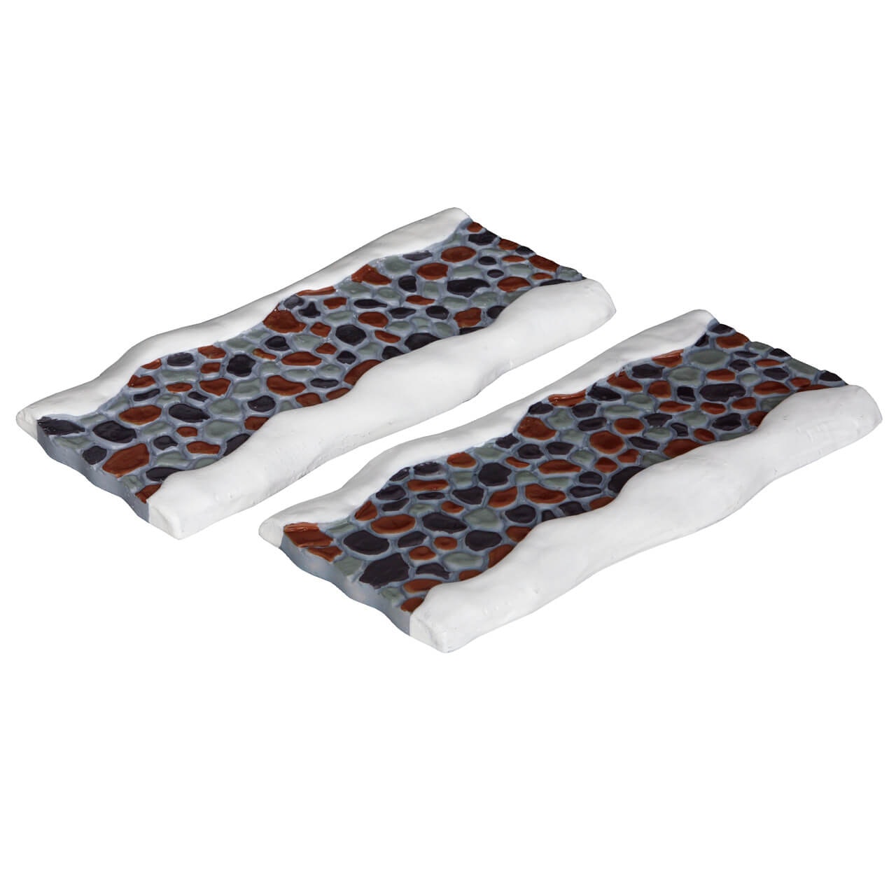 Stone Road Straight 2 Piece Set for Christmas village accessories with pebble roadway and border on Tampa Home & Garden Store