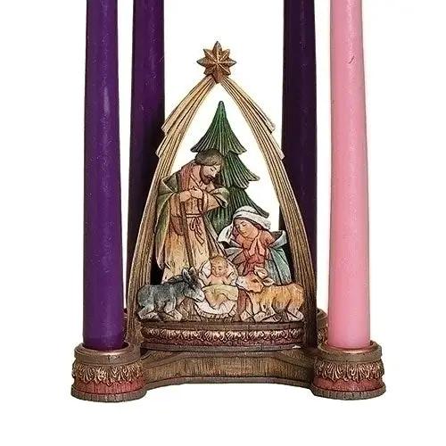 Nativity Arch Advent candleholder with purple candles by The Country Christmas Loft on Tampa Home & Garden Store