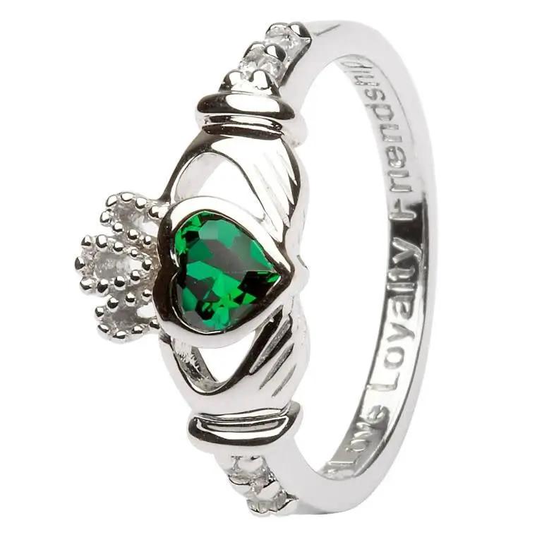 Claddagh May Emerald Birthstone Ring in sterling silver by The Country Christmas Loft on Tampa Home & Garden Store