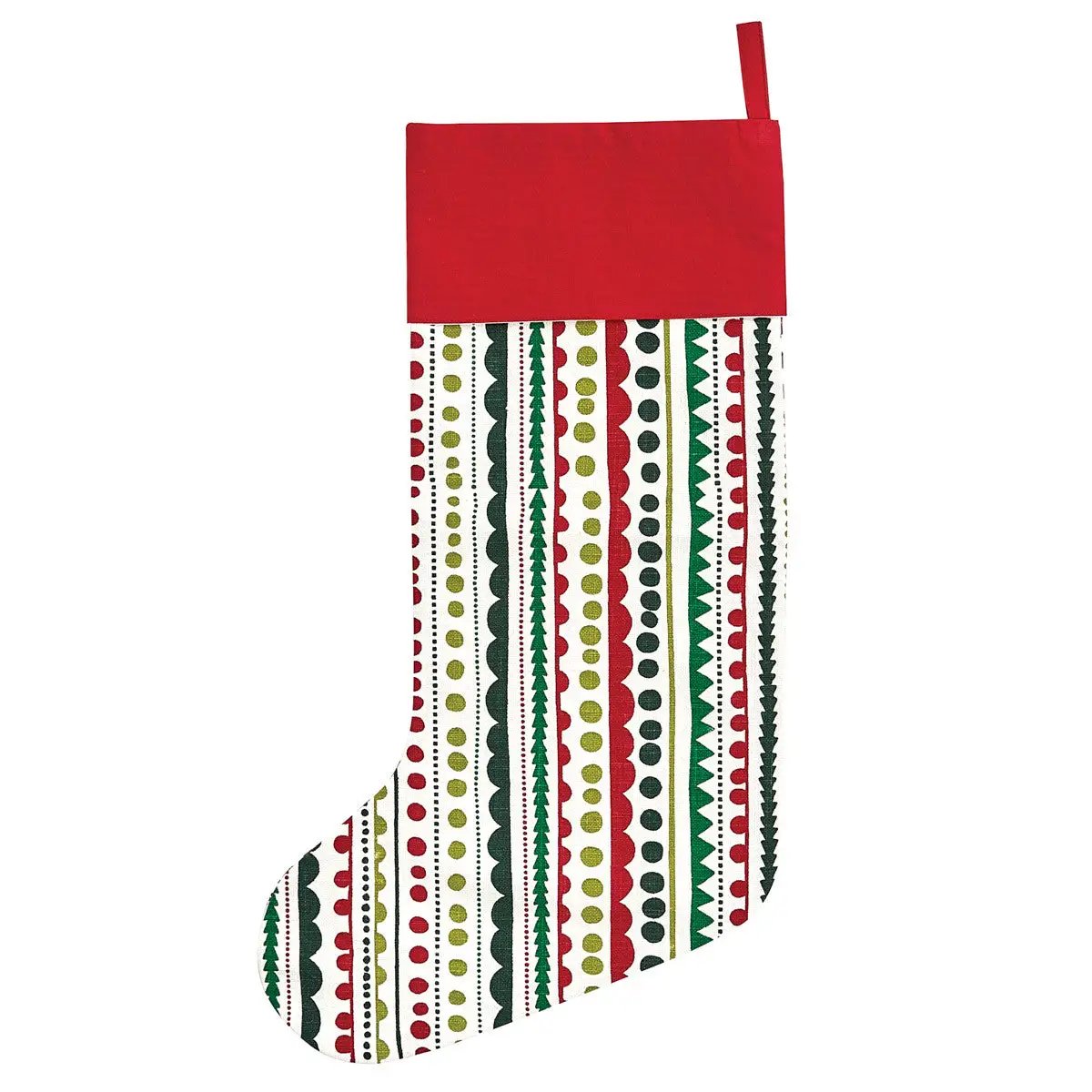 Gold Joy Stocking with red cuff and multicolor striped pattern, The Country Christmas Loft on Tampa Home & Garden Store