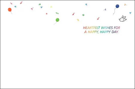 Heartfelt Birthday Card with Glitter Accents, white card with rainbow text and balloons on Tampa Home & Garden Store