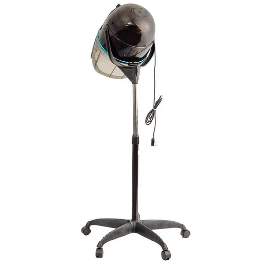 Salon standing hair dryer bonnet on a rolling adjustable stand with a black hood and turquoise trim on Tampa Home & Garden Store