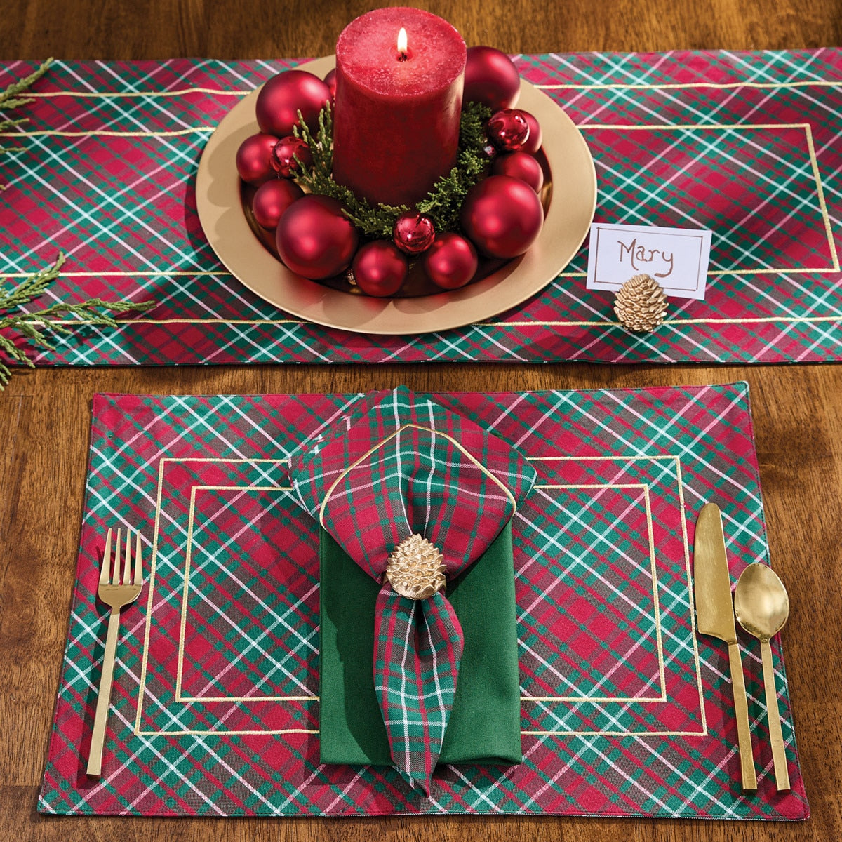 Serviette de table Patricia Heaton Home Saint Nicholas à carreaux tartan