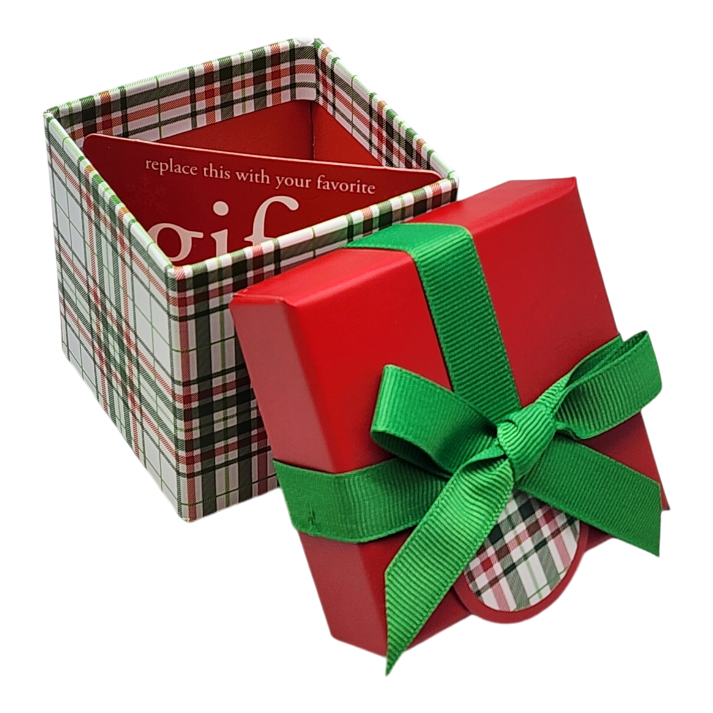 Caja de regalo cúbica para tarjetas de regalo - 7,6 x 7,6 cm - Cuadros navideños