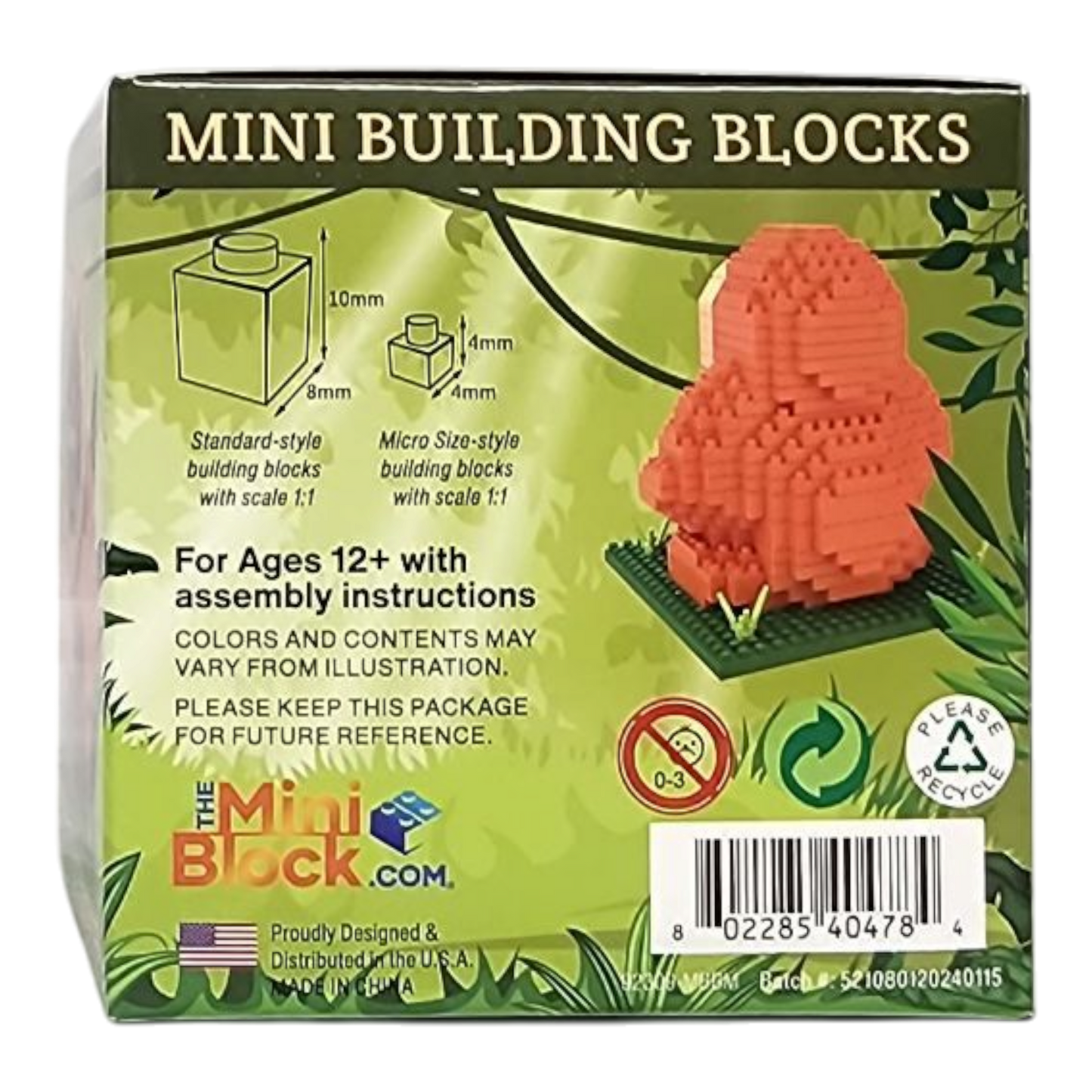 Mini Building Blocks Orangutan Final Project set with orange interlocking blocks on Tampa Home & Garden Store