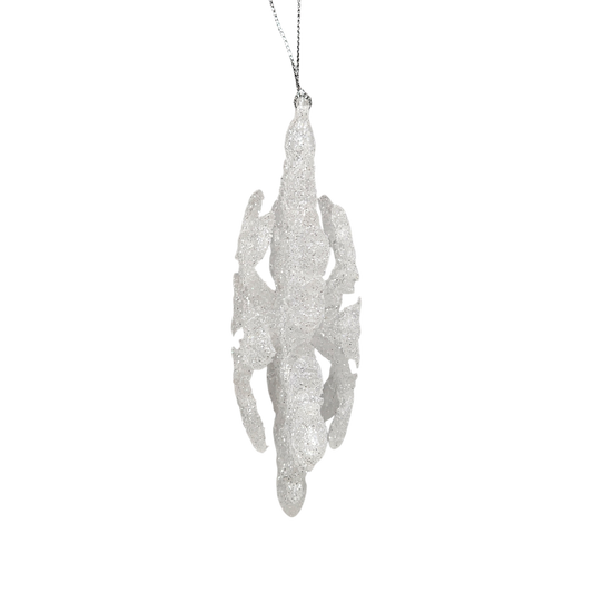 Snowflake ornament frosted white, glittery 5 inch hanging decor by Country Christmas Loft on Tampa Home & Garden Store